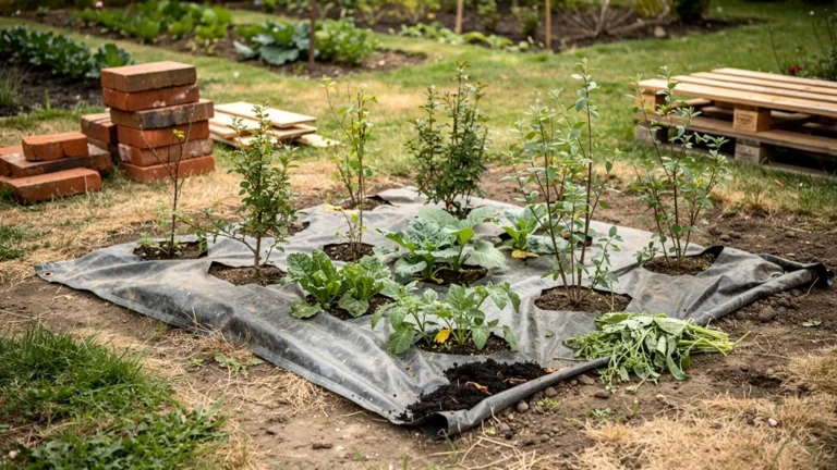 Une bâche de récupération testée comme paillage anti-herbes un été