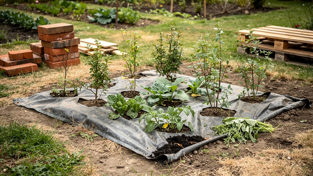 Une bâche de récupération testée comme paillage anti-herbes un été